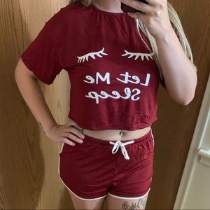Crop top pajama short set
